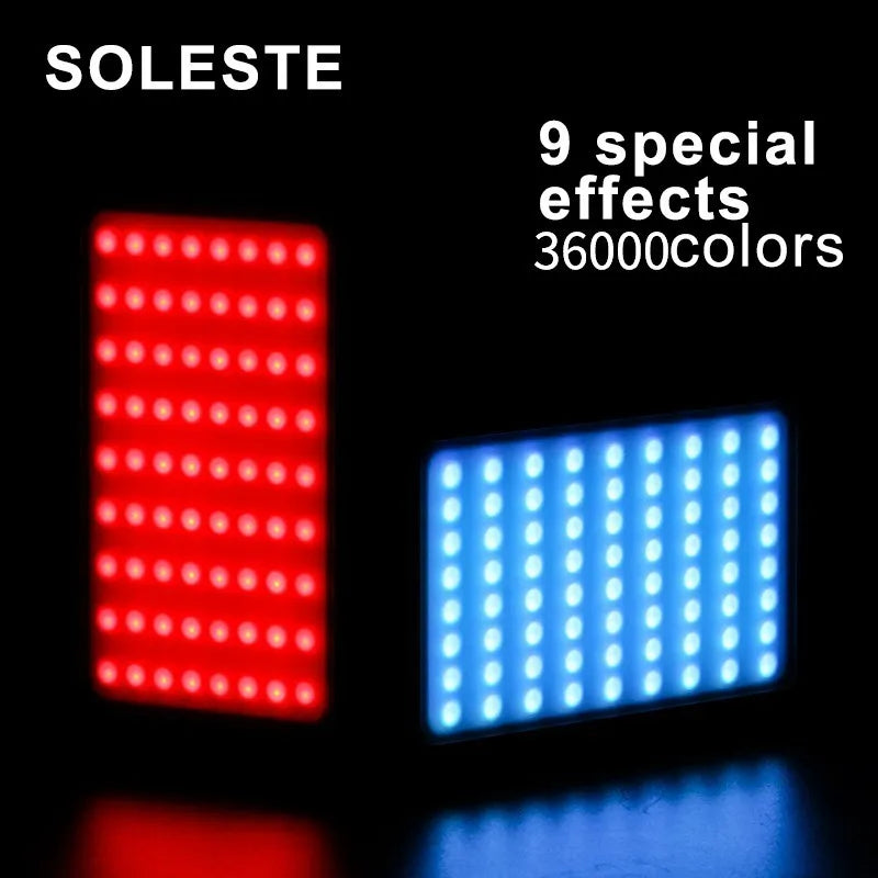 Iluminador Led Soleste Led-72r Rgb 360° Portátil Bi-color