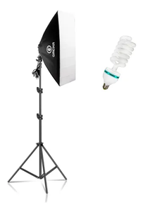 Kit Iluminação Softbox Greika 50x70cm + Tripé 2m + Lamp 110v
