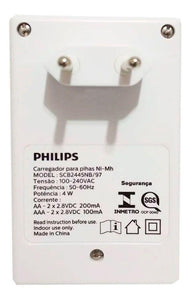Carregador de Pilhas Philips Com 4 Pilhas Recarregáveis SCB2445NB